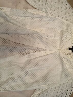 Banana Republic White Eyelet Button Front Top